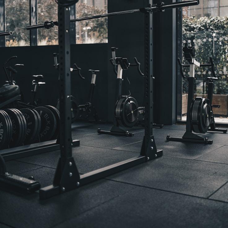 Professional gym interior with strength equipment